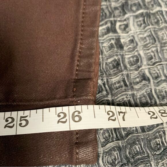 7 FOR ALL MANKIND Coated Brown Ankle Super Skinny High Waist Jeans Waist 25 #773 - Picture 13 of 14